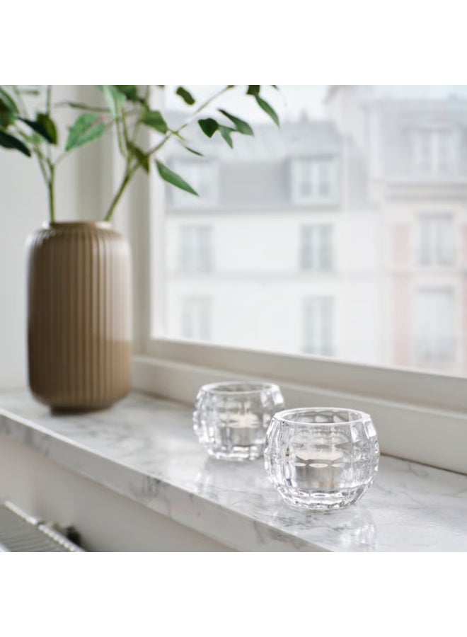 Clear Glass Tealight Candle Holder 6 cm, Elegant Decorative Votive Candle Holder, Modern Glass Tea Light Holder for Home, Dining Table, Weddings and Events - Image 2