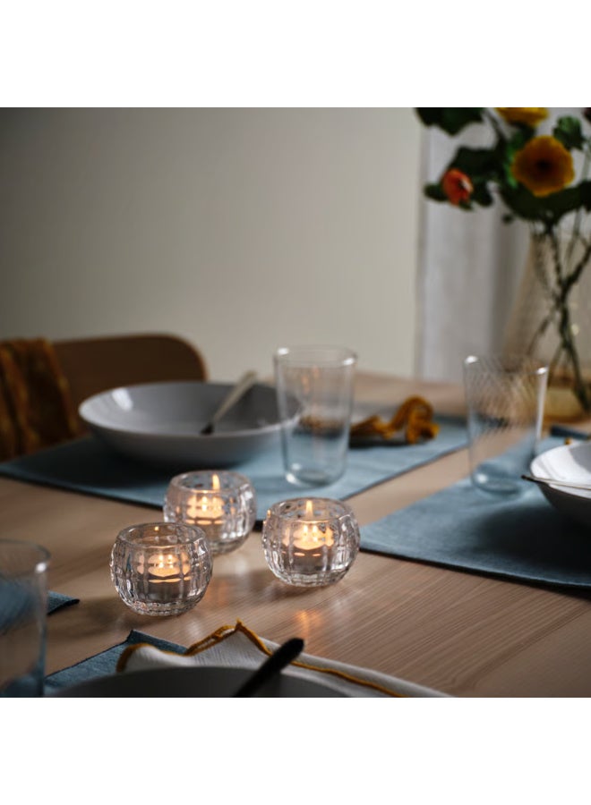 Clear Glass Tealight Candle Holder 6 cm, Elegant Decorative Votive Candle Holder, Modern Glass Tea Light Holder for Home, Dining Table, Weddings and Events - Image 4
