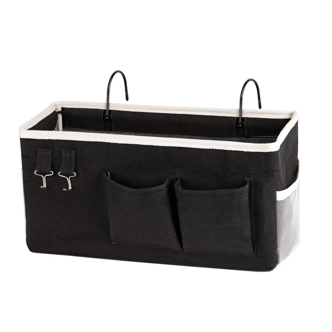 BEDSIDE STORAGE CADDYBEDSIDE HANGING STORAGE BAG FOR HEADBOARDS BUNK BEDS DORM ROOMS BOOK PHONE MAGAZINE HOLDER BLACK