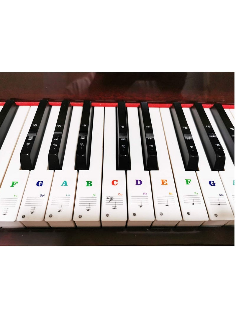 null - Piano Keyboard Stickers for 88/61/54/49/37 Key, Bold Large Letter Piano Stickers for Learning, Removable Piano Keyboard Letters, Notes Label for Beginners and Kids, Multicolor - Image 1