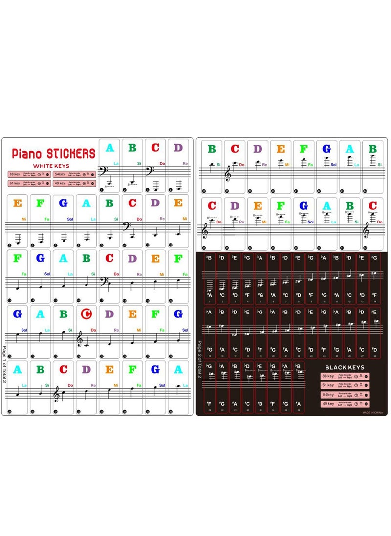 null - Piano Keyboard Stickers for 88/61/54/49/37 Key, Bold Large Letter Piano Stickers for Learning, Removable Piano Keyboard Letters, Notes Label for Beginners and Kids, Multicolor - Image 1