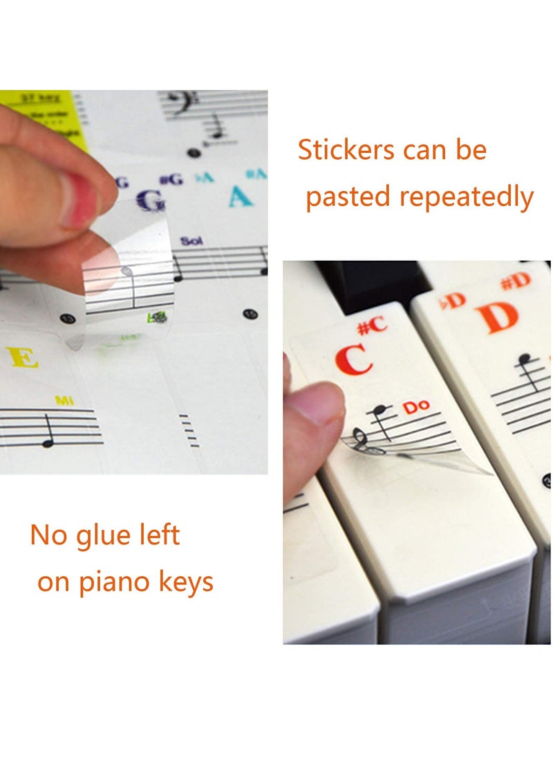 null - Piano Keyboard Stickers for 88/61/54/49/37 Key, Bold Large Letter Piano Stickers for Learning, Removable Piano Keyboard Letters, Notes Label for Beginners and Kids, Multicolor - Image 1