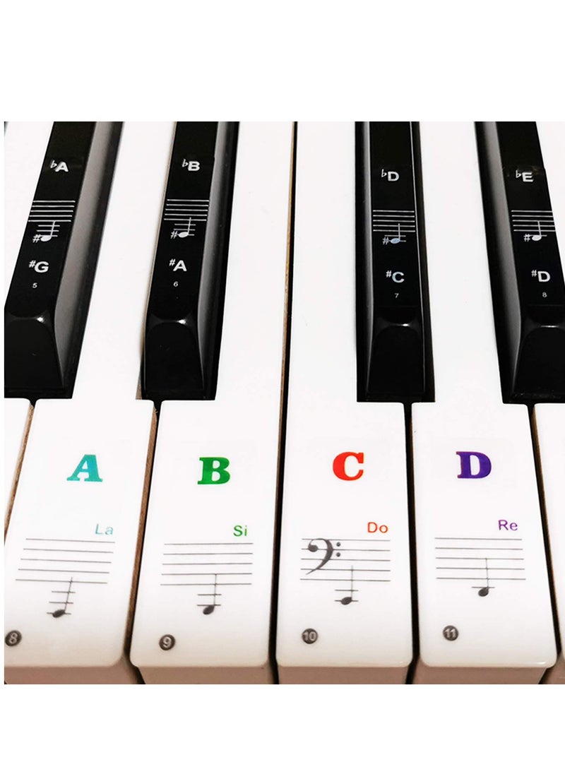 null - Piano Keyboard Stickers for 88/61/54/49/37 Key, Bold Large Letter Piano Stickers for Learning, Removable Piano Keyboard Letters, Notes Label for Beginners and Kids, Multicolor - Image 1