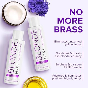 NYK1 Purple Shampoo And Conditioner For Blonde Hair 500ml x2 SULPHATE FREE Toner Bleached Sets Silver - Image 4
