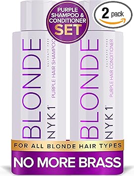 NYK1 Purple Shampoo And Conditioner For Blonde Hair 500ml x2 SULPHATE FREE Toner Bleached Sets Silver - Image 1