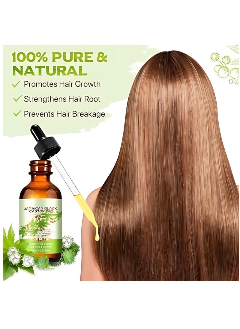 Yecuce 60ml Jamaican Black Castor Oil 100% Pure Cold Pressed Castor Oil for Skin Nails Hair Growth Eyebrows and Eyelashes Eyelash and Eyebrow Growth Serum Prevent Hair Eyebrow and Eyelashes Loss  - Image 3