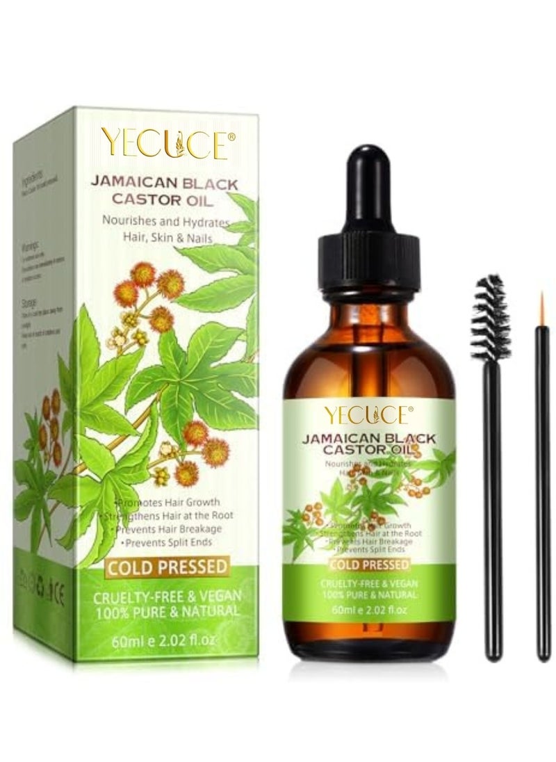 Yecuce 60ml Jamaican Black Castor Oil 100% Pure Cold Pressed Castor Oil for Skin Nails Hair Growth Eyebrows and Eyelashes Eyelash and Eyebrow Growth Serum Prevent Hair Eyebrow and Eyelashes Loss  - Image 5
