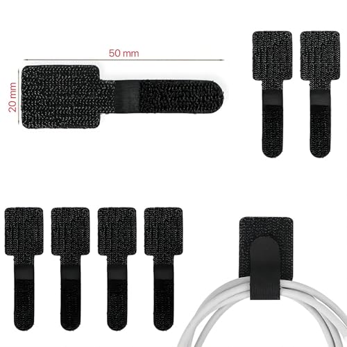 Sunkizzrs® Reusable Cable Ties 50-Pcs —Nylon Cable Holder Straps—Multipurpose Adjustable Cable Management Tie/Self-Adhesive Hook and Loop Wire Organiser Straps/Cord Routing Tie/Wire Management(White) - Image 2