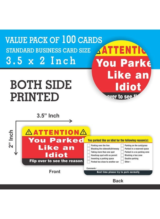 بارث إمبيكس - لقد ركنت مثل بطاقات عمل Idiot (عبوة من 100) بطاقات وقوف السيارات السيئة 3.5X2 متعددة الأسباب لانتهاك تخزين المواد للبالغين - Image 1