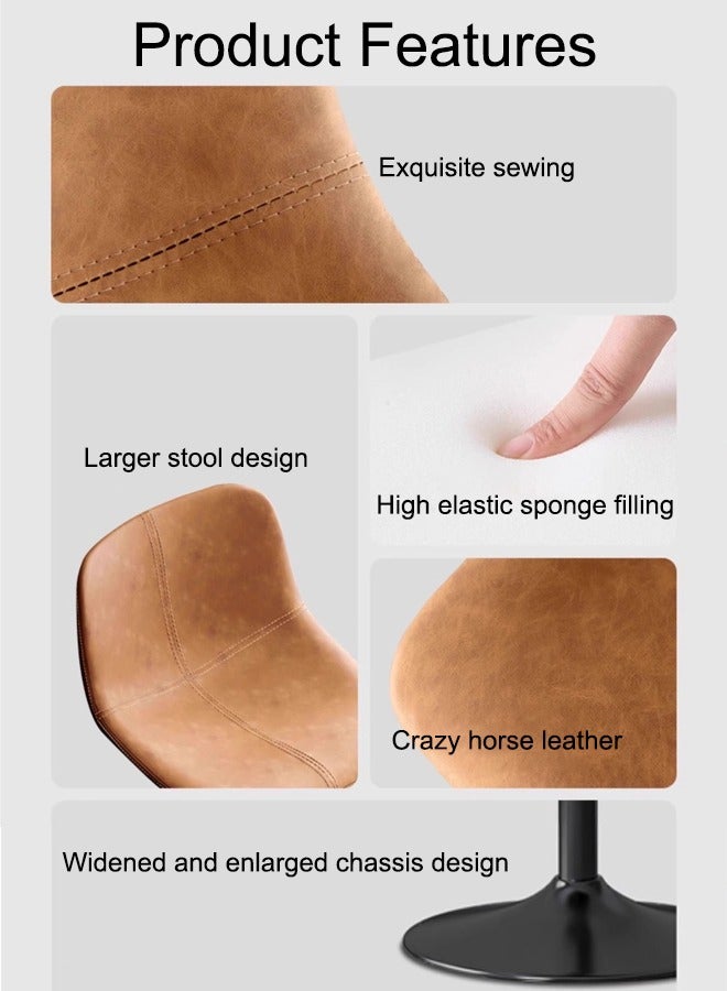 Generic 2PCS Bar Stool  Bar Chair  Chair Stool  High Bar Chair Swivel Pub Chair  Pub Chair With Back Rest Height Adjustable Bar Stools With Footrest Armless Counter Bar Chair For Home Kitchen  - Image 3