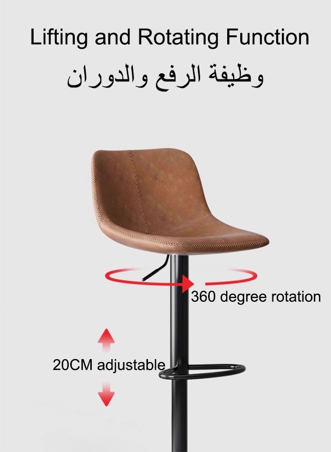 Generic 2PCS Bar Stool  Bar Chair  Chair Stool  High Bar Chair Swivel Pub Chair  Pub Chair With Back Rest Height Adjustable Bar Stools With Footrest Armless Counter Bar Chair For Home Kitchen  - Image 4
