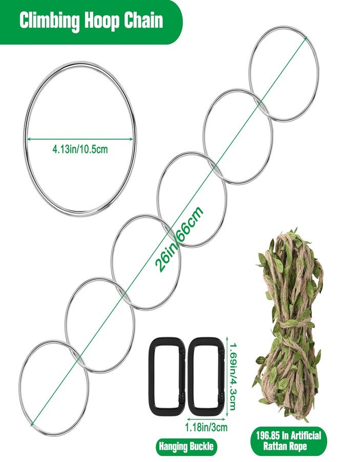 Catcan Snake Enrichment Rings for Ball Python, Snake Climbing Accessories Include Climbing Hoop Chain with Hanging Buckle and 5m Artificial Rattan Rope - Image 2