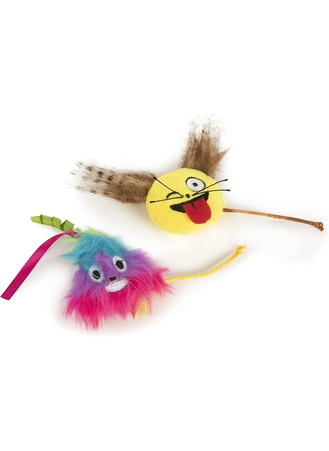 SmartyKat (2 Count) Mouse Moods Emoji Wink Face And Rainbow Poop Plush Catnip Cat Toys - Multi Color, 2 Count  - Image 2