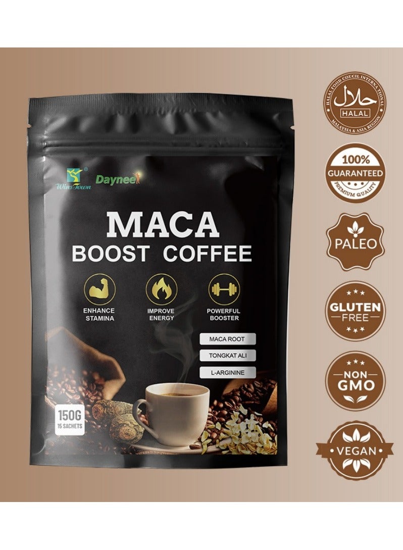 Wins Town قهوة ماكا بوست، خصوبة الذكور ماكا، جنسنغ، بوليغونوم مولتيفلوروم ثونب قهوة طبيعية، قهوة طاقة للرجال، معزز للدماغ نوتروبيك لصفاء دائم، بناء العضلات النحيفة والنمو والحجم - Image 4