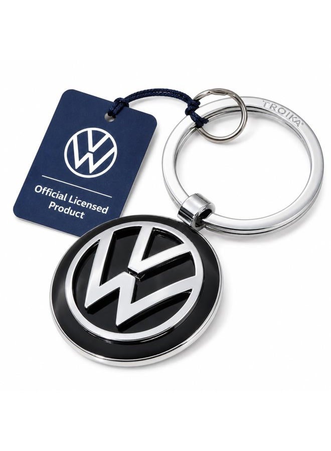 Troika Keyring KR16-05/VW VW Emblem 1 Key Ring Also Official Licensed by Volkswagen - Cast Metal - Original, 7 cm, Black/Silver, 7 cm, Keyring - Image 1