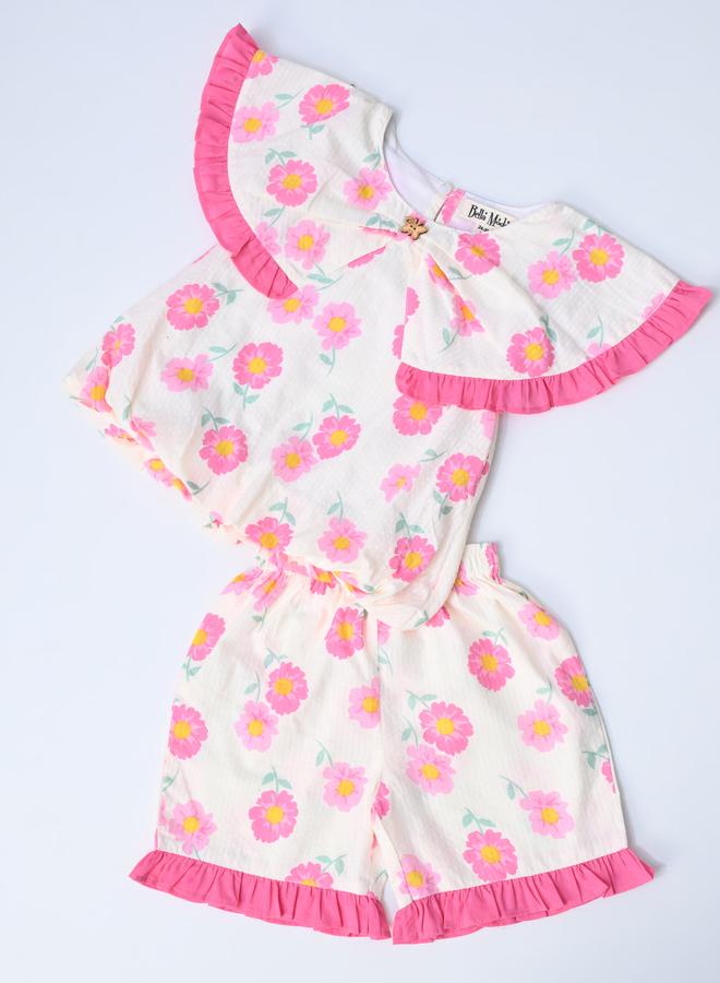 بيلا مودا طقم بلوزة بدون أكمام وشورت بطبعات وتفاصيل مكشكشة من بيلا مودا - Image 5