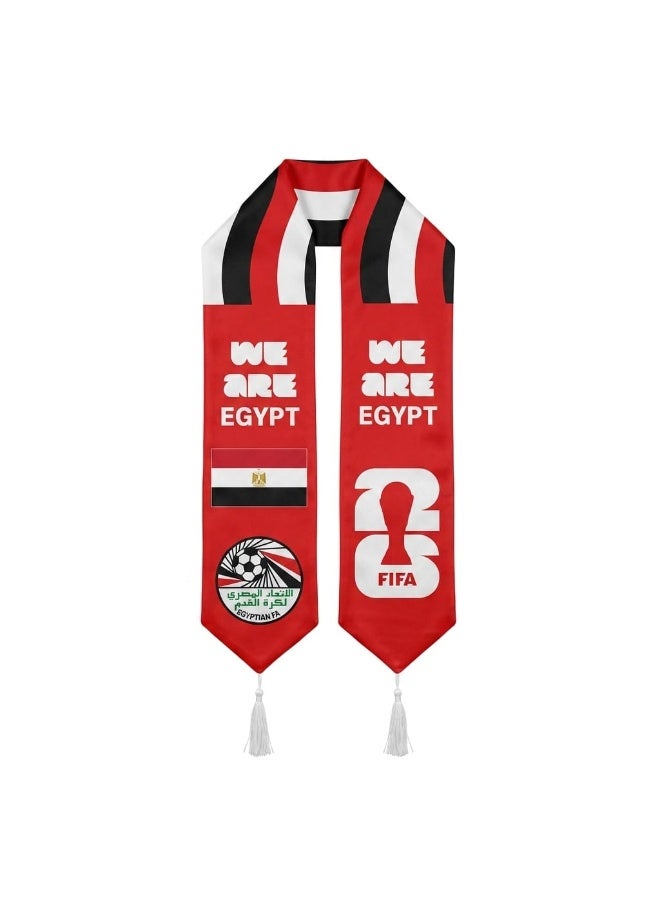 Egypt World Cup 2026 Fans Scarf –  We Are Egypt A luxurious red design featuring the Egyptian flag and the Egyptian Football Association logo – for a stylish look and national support at matches and football events - Image 1