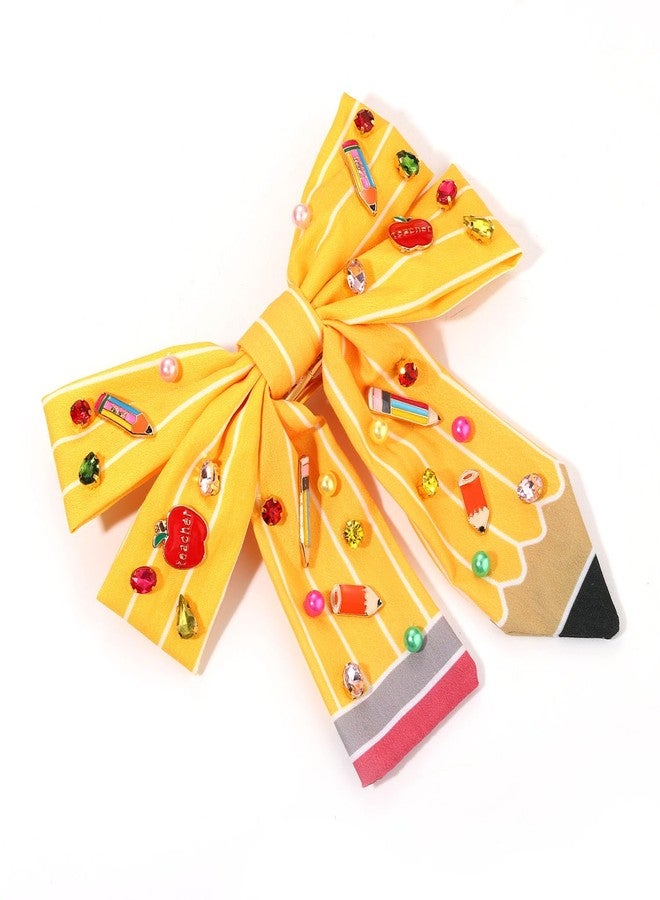 NVENF Pencil Hair Bows for Women Back To School Hair Bow Clips Teacher Hair Accessories Pencil Hair Clips Cheer Bows Large Hair Bows School Accessories Teacher Appreciation Gifts (Pattern Q) - Image 5