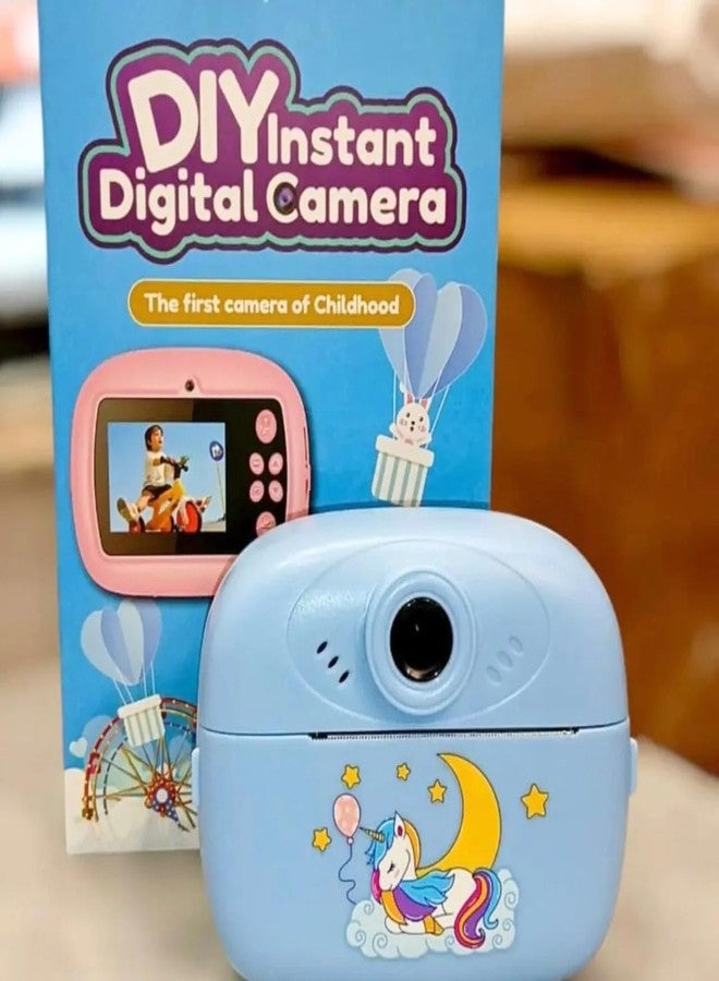 Case Creation Kids Instant Print Camera Video with Games, Thermal Printer, 2 Print Rolls, USB Charging, 48MP Children Digital Camera, Gift for Boys & Girls Age 3–16 (Blue Kids Instant Print Camera) - Image 1