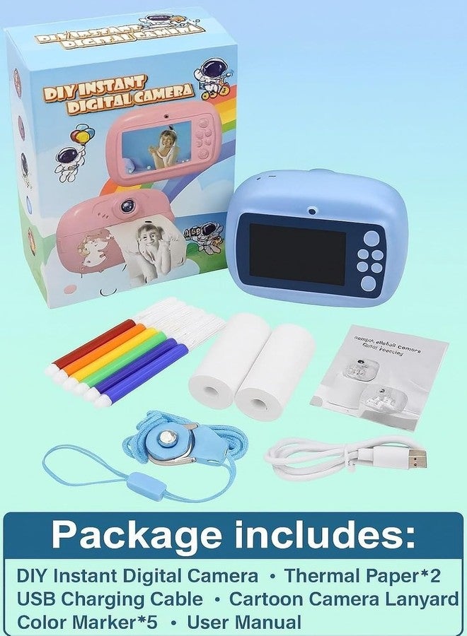 Case Creation Kids Instant Print Camera Video with Games, Thermal Printer, 2 Print Rolls, USB Charging, 48MP Children Digital Camera, Gift for Boys & Girls Age 3–16 (Blue Kids Instant Print Camera) - Image 4