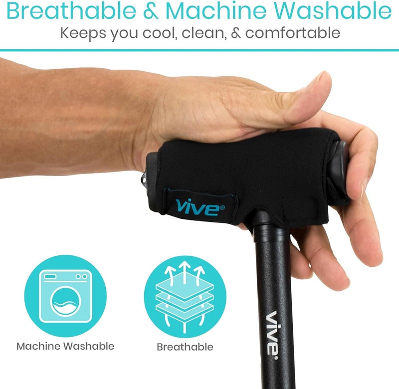 Vive Cane Handle Cover  Cushion Grip Hand Pain Relief for Elderly  Seniors  Foam Pad for Walking Stick  Comfort Soft  NonSlip Wrap Around Support Padding  Universal Fit for Most Canes - Image 4