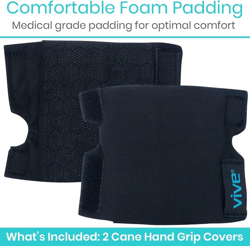 Vive Cane Handle Cover  Cushion Grip Hand Pain Relief for Elderly  Seniors  Foam Pad for Walking Stick  Comfort Soft  NonSlip Wrap Around Support Padding  Universal Fit for Most Canes - Image 2