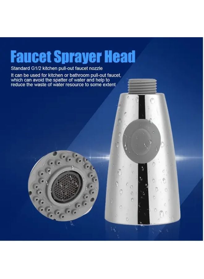 رأس مرشح صنبور المطبخ بسحب لأسفل بمعدن النيكل المقاوم للصدأ بوظيفتين، رأس رش G1 2 موصل للاستبدال - Image 3