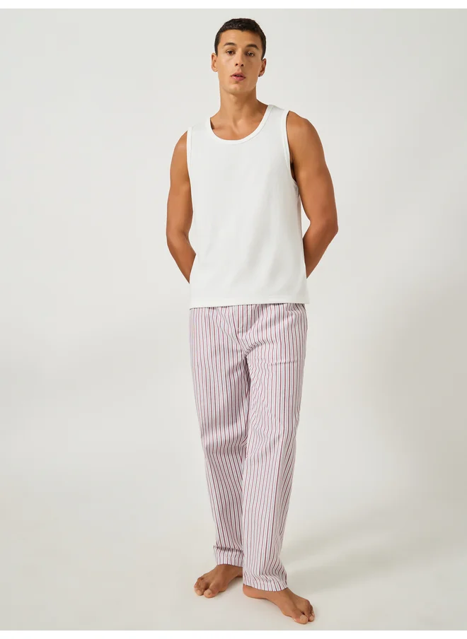ستايلي Styli Unwind Striped Woven Drawstring Waist Straight Pyjama