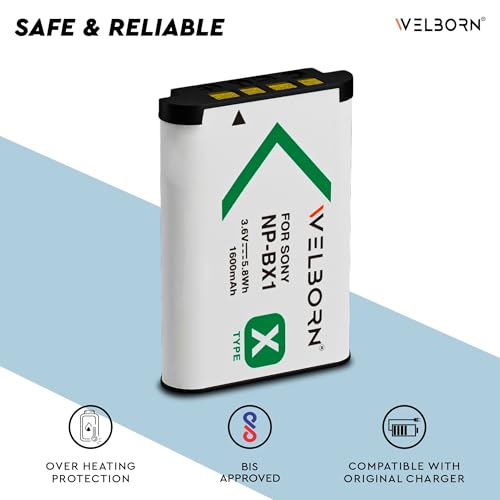WELBORN ويلبورن NP-BX1 جامبو (1600 mAh) حزمة بطارية قابلة لإعادة الشحن لكاميرات سوني NP-BX1/M8 وسوني سايبر شوت DSC-RX100, DSC-RX100 II, DSC-RX100M II, DSC-RX100 III, DSC-RX100 V - Image 5