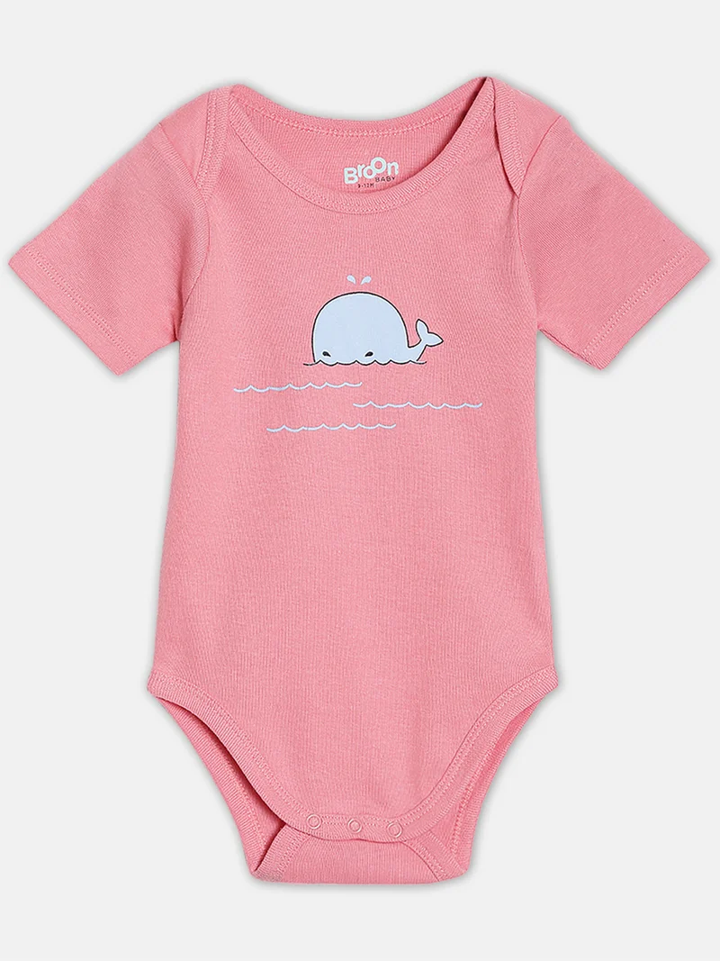 Broon Broon Infant Boys Fuchsia and White Printed Organic Cotton Bodysuit Pack of 2