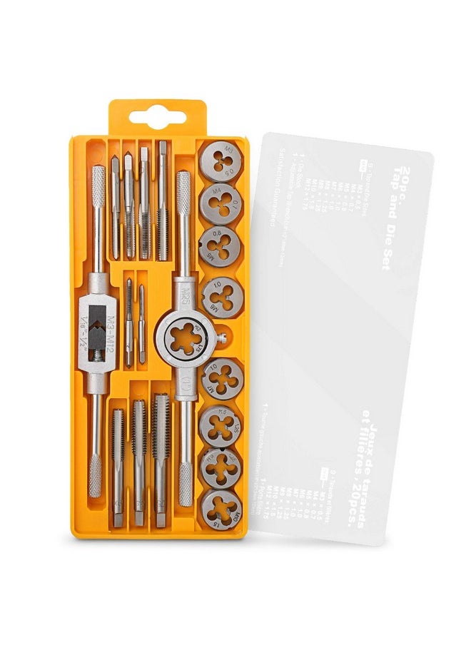 Hi-Spec - Hi-Spec 20 Piece Metric Tap & Die Set - Complete M3 to M12 Fine & Coarse Tools to Cut, Chase and Thread with Wrench Accessories in a Tray Case - Image 1