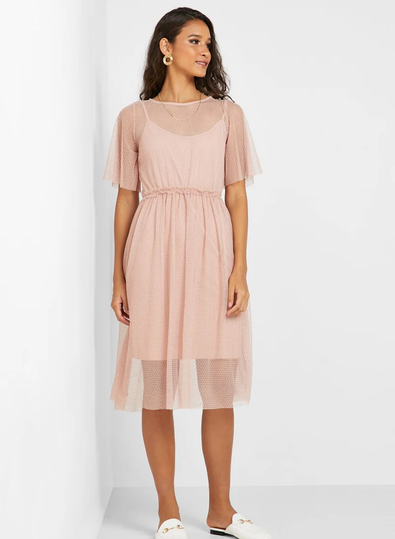 VERO MODA Mesh Overlay Dress