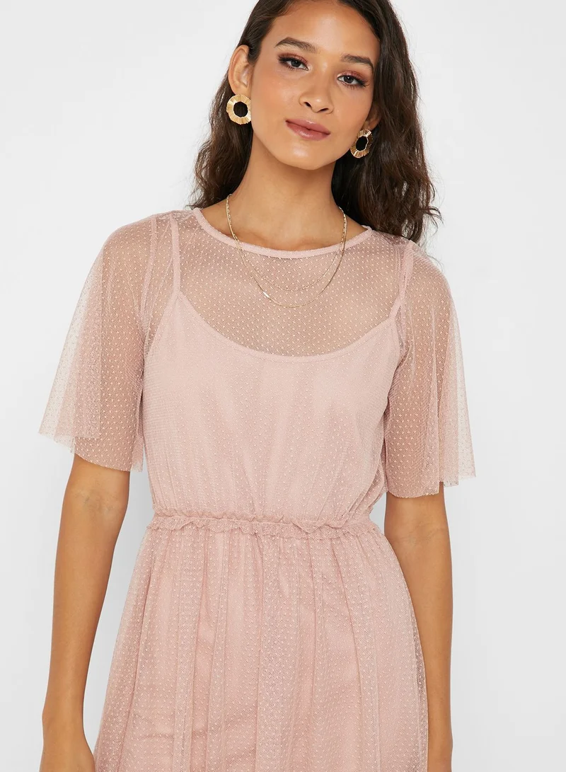 VERO MODA Mesh Overlay Dress