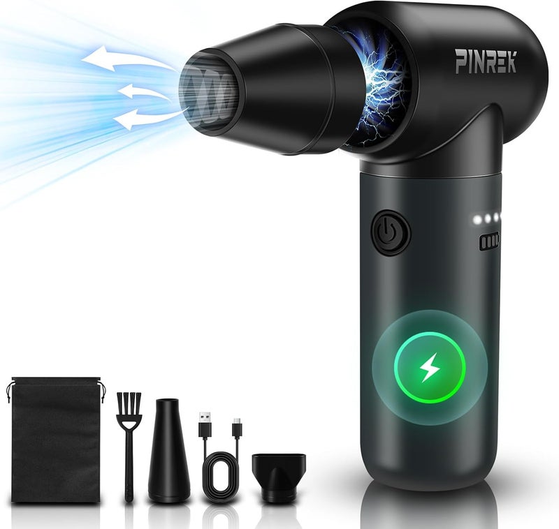 PINREK Compressed Air Duster with Brushless Motor-3 Gear Adjustable 130000RPM Electric Air Duster Cordless with LED Light Rechargeable Air Blower for Keyboard Electric Devices Cleaning - Image 1