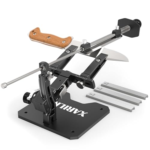 XARILK GEN3 Guided Knife Sharpening System, Aluminium | Professional knife sharpener, Knife Sharpening Kit W / 3 Al Plates Diamond (320#, 800#, 2000#) for For Hunting & Kitchen Knives - Image 1