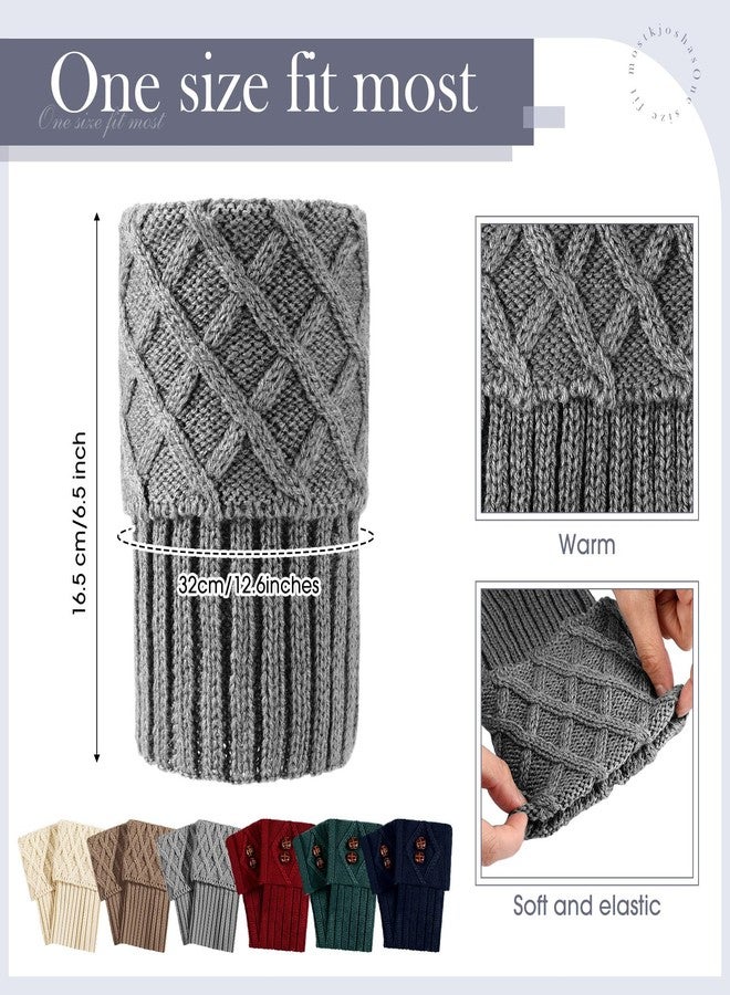 Geyoga 6 Pairs Boot Cuffs Short Boot Toppers for Women Winter Knitted Boot Socks Leg Warmers for Girls(Soft Colors,Elegant) - Image 2
