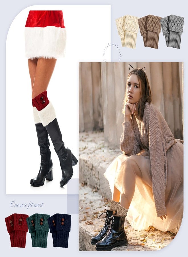 Geyoga 6 Pairs Boot Cuffs Short Boot Toppers for Women Winter Knitted Boot Socks Leg Warmers for Girls(Soft Colors,Elegant) - Image 4