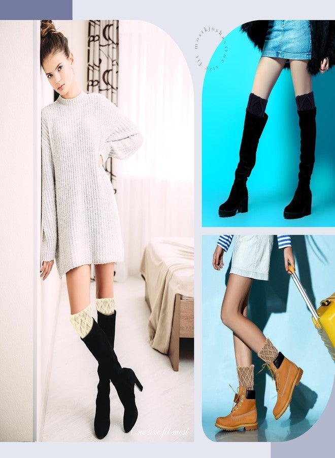 Geyoga 6 Pairs Boot Cuffs Short Boot Toppers for Women Winter Knitted Boot Socks Leg Warmers for Girls(Soft Colors,Elegant) - Image 5