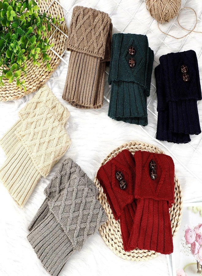 Geyoga 6 Pairs Boot Cuffs Short Boot Toppers for Women Winter Knitted Boot Socks Leg Warmers for Girls(Soft Colors,Elegant) - Image 3