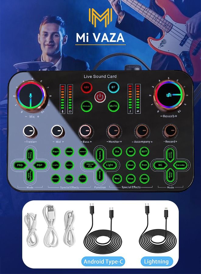 Mi VAZA DJ16 Live Sound Card for Streaming - Microphone Voice Changer - Audio Mixer for Streaming, Gaming, Recording, Singing, Tiktok, YouTube, PC, Phone - Image 1