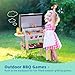 OOOK Wooden Play Barbecue Toy Grill Kids Grill Playset with Toy Food and Grilling Tools Play Kitchen Accessories for Toddlers Boys Girls Age 3 - Image 4