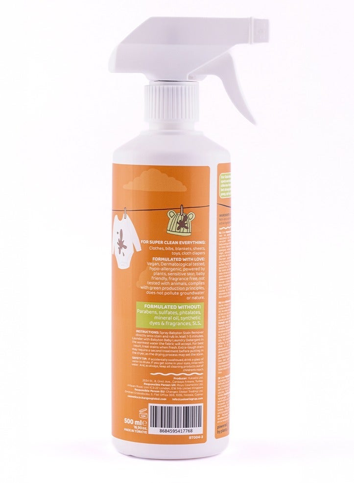 Babyton Natural Laundry Stain Remover Spray 500 ml – Plant-Based, Chlorine-Free, Baby-Safe Pre-Wash Treatment - Image 2