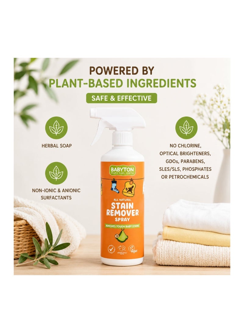 Babyton Natural Laundry Stain Remover Spray 500 ml – Plant-Based, Chlorine-Free, Baby-Safe Pre-Wash Treatment - Image 3