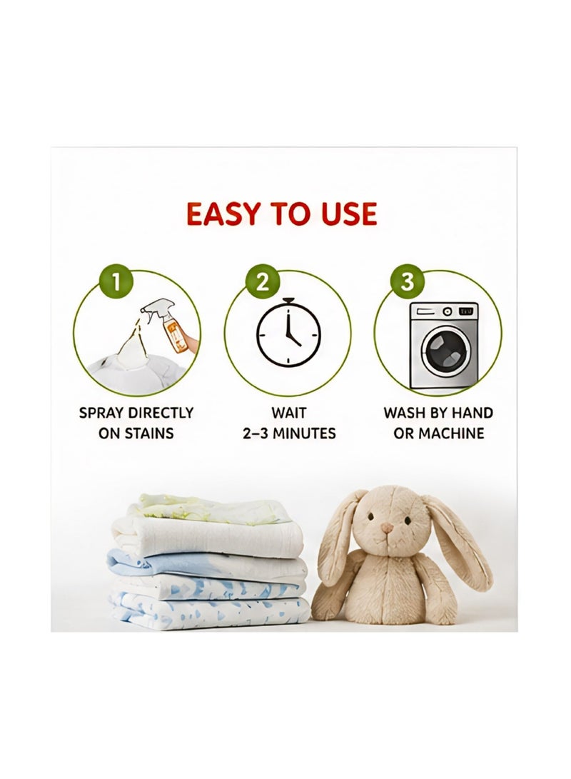 Babyton Natural Laundry Stain Remover Spray 500 ml – Plant-Based, Chlorine-Free, Baby-Safe Pre-Wash Treatment - Image 4