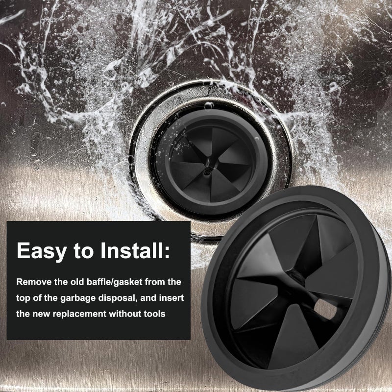 Anglepingping 3 1/8 Inch Garbage Disposal Sink Baffle Splash Guard, Quiet Collar, Black Rubber, Perfect Fit for Insinkerator, Moen, Waste King, GE Disposer - Image 5