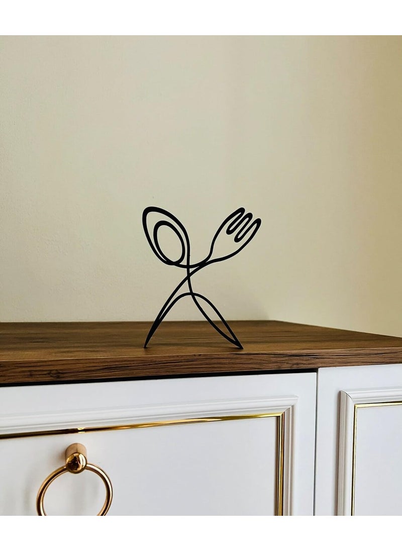 EROTNGO EROTNGO Fork and Spoon Plastic Figure Minimalist Art for Windowsill Shelf Accent Bookshelf Statue Kitchen Decor Gift Home Present  - Image 4