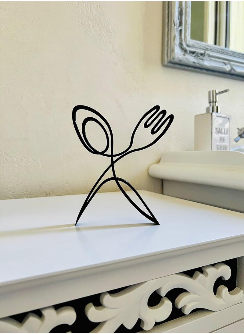 EROTNGO EROTNGO Fork and Spoon Plastic Figure Minimalist Art for Windowsill Shelf Accent Bookshelf Statue Kitchen Decor Gift Home Present  - Image 5