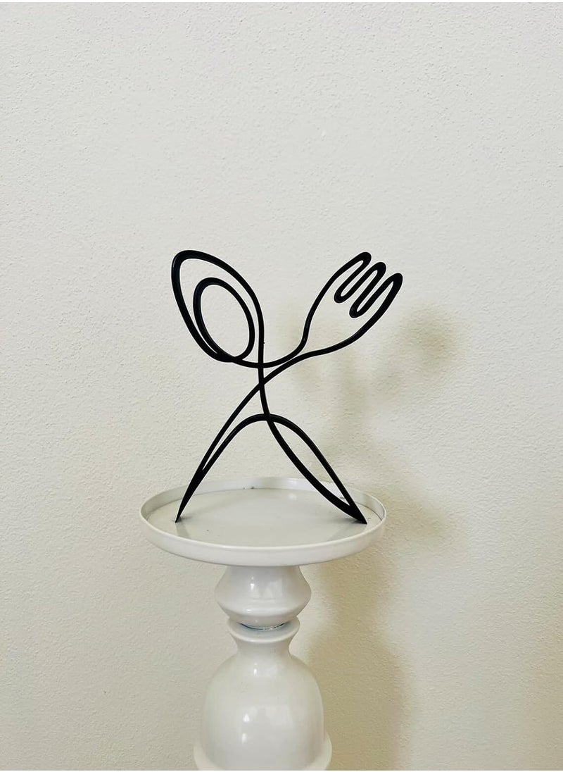 EROTNGO EROTNGO Fork and Spoon Plastic Figure Minimalist Art for Windowsill Shelf Accent Bookshelf Statue Kitchen Decor Gift Home Present  - Image 1