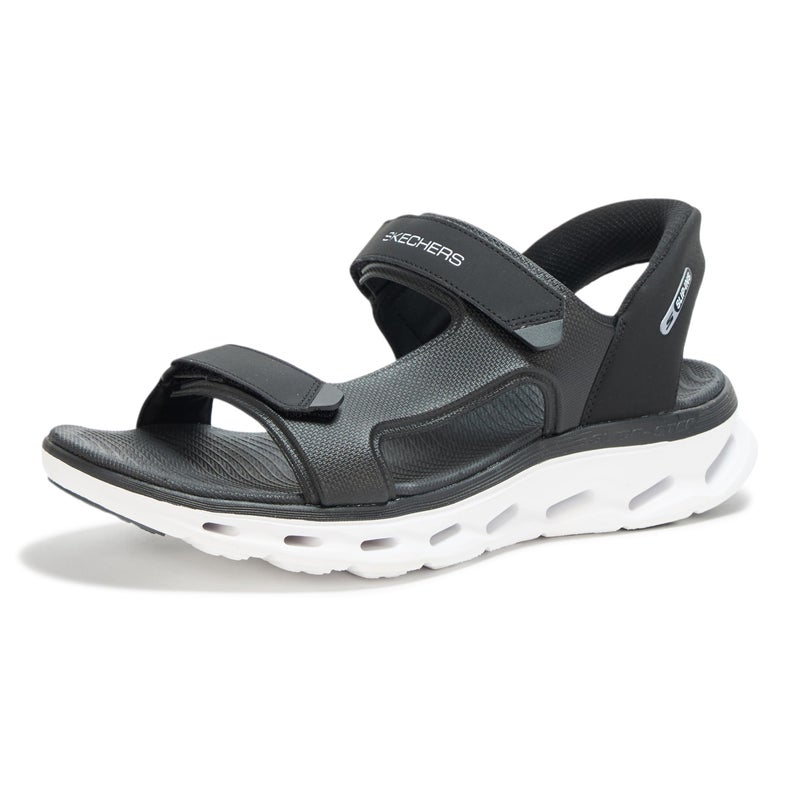 SKECHERS صندل سكيشرز للرجال بخاصية الانزلاق السهل، جولة 2.0 بحزام ربع، أسود/أبيض، 8 - Image 5