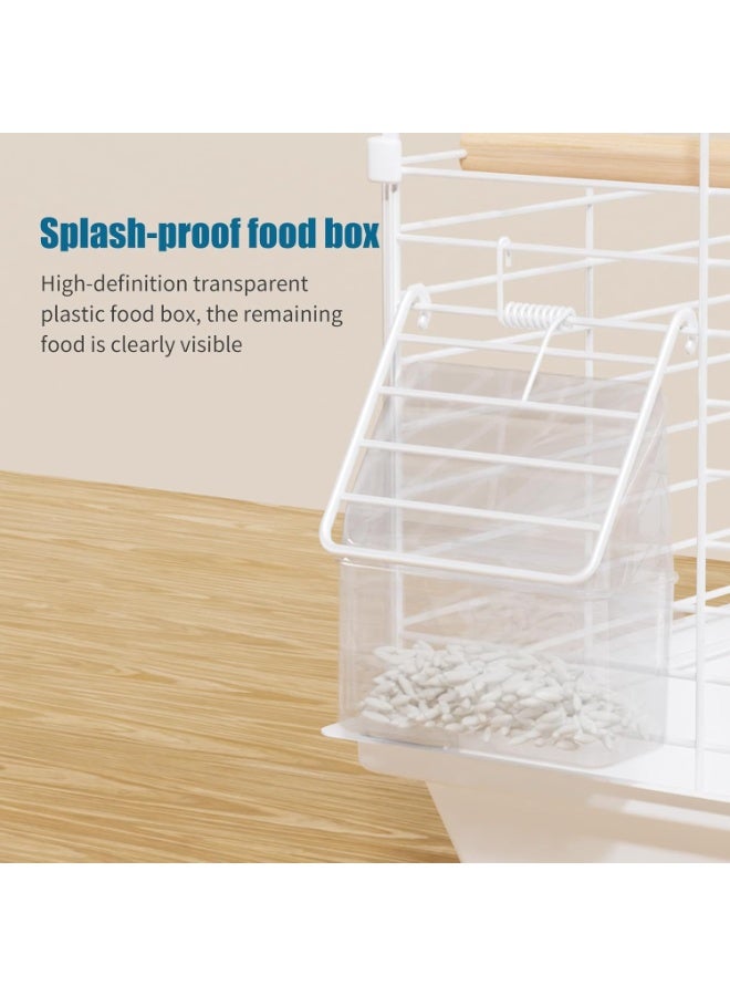 مس تيارا قفص طيور أكريليك مُحسّن مع ملحقات، بيت طيور متنقل بمقبض، تصميم شفاف، باب مزدوج لسهولة التغذية، حوض استحمام، مجثمات، عش، سلم وأرجوحة للببغاوات، الببغاء، البادجي، طيور الحب، الكوكتيل، الكناري، الحسون الأسود. - Image 5